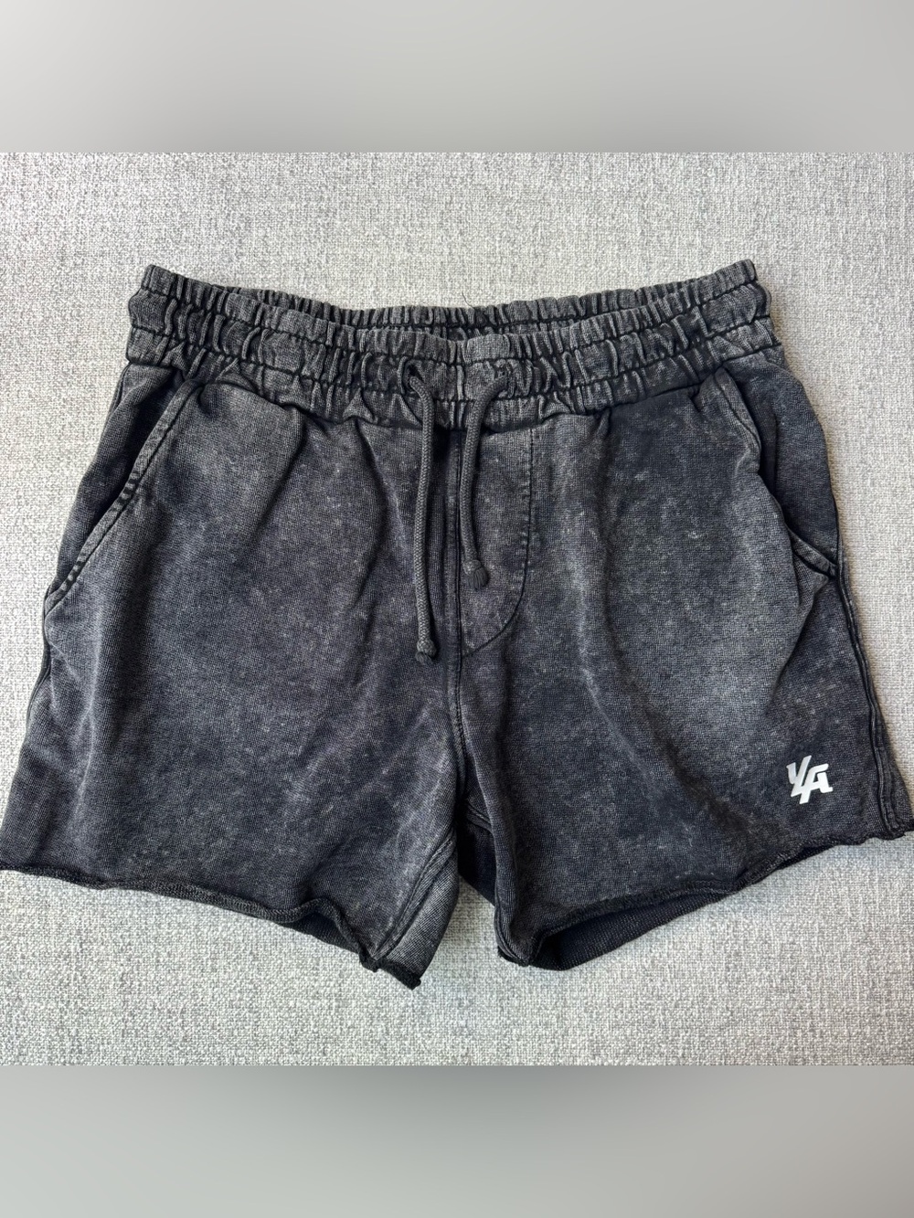 Young LA Black Acid Wash Gym Shorts Size XL